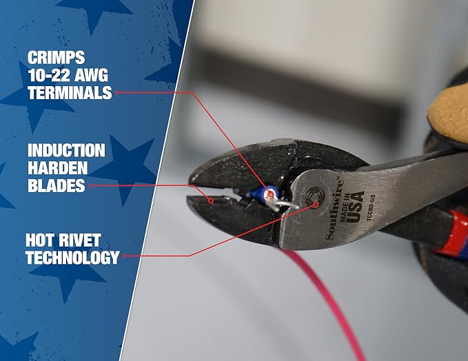 Southwire Made In America Terminal Crimper And Wire Cutter, 9" Terminal Crimper/Cutter (TCC9D-US)