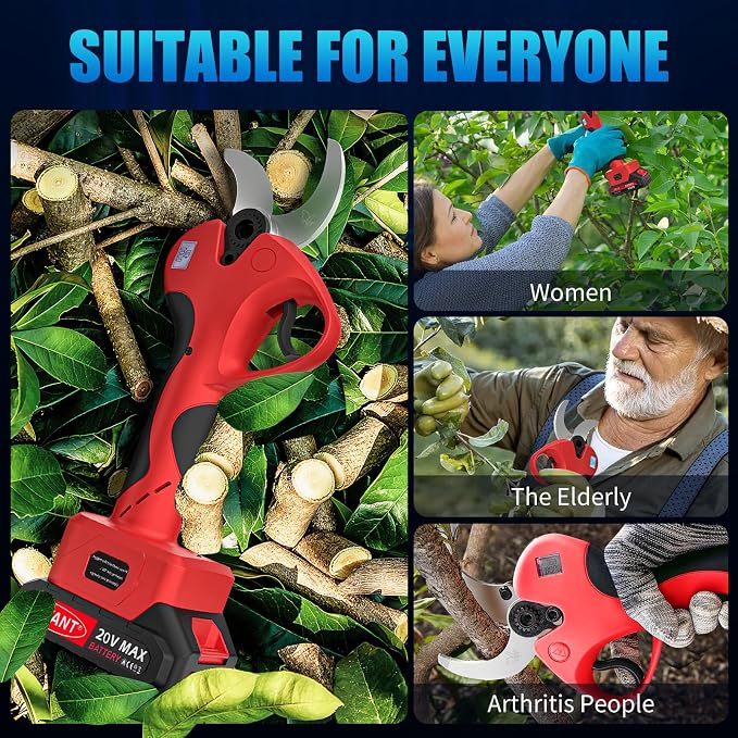 Electric Pruning Shears Cordless, 1.6"(40mm) Cordless Pruner, 2Pcs 2000mAh Battery Operated Pruning Shears & Electric Tree Pruner, SK5 Steel Blades Battery Powered Pruning Shears JOVANT