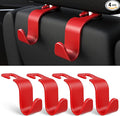 Amooca Car Seat Headrest Hook 4 Pack Hanger Storage Organizer Universal for Handbag Purse Coat Universal fit Vehicle Car S Type Red