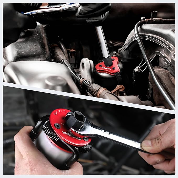 WORKPRO Universal Oil Filter Wrench Adjustable (68-130mm), Oil Filter Removal Tool, Oil Filter Change Set, Ideal for Engine Filters, Conduit, & Fittings