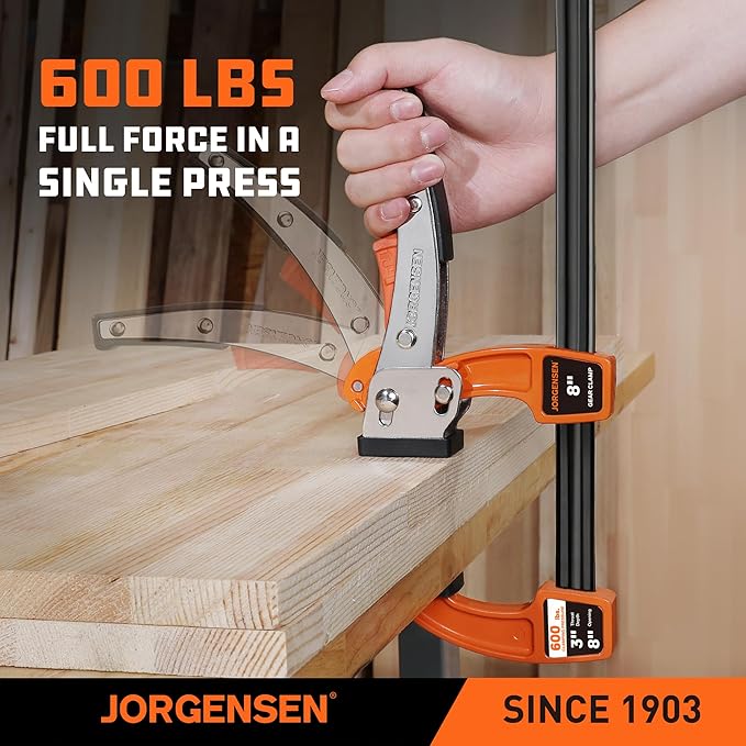 Jorgensen 8-Inch Bar Clamp Set, Ratcheting Bar Clamps, 2 Pack