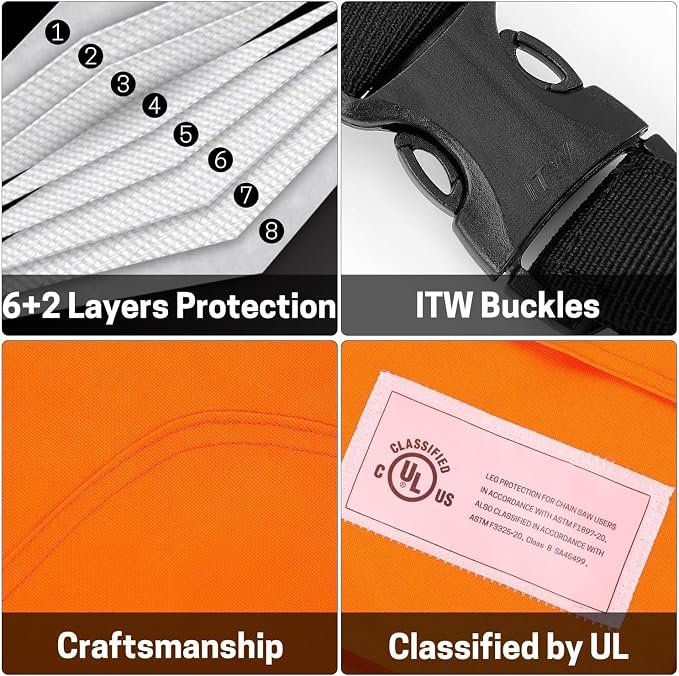 Chainsaw Chaps Apron 8-Layer Wrap for Men/Women Loggers Forest Workers Protective Chain Saw Pants Adjustable