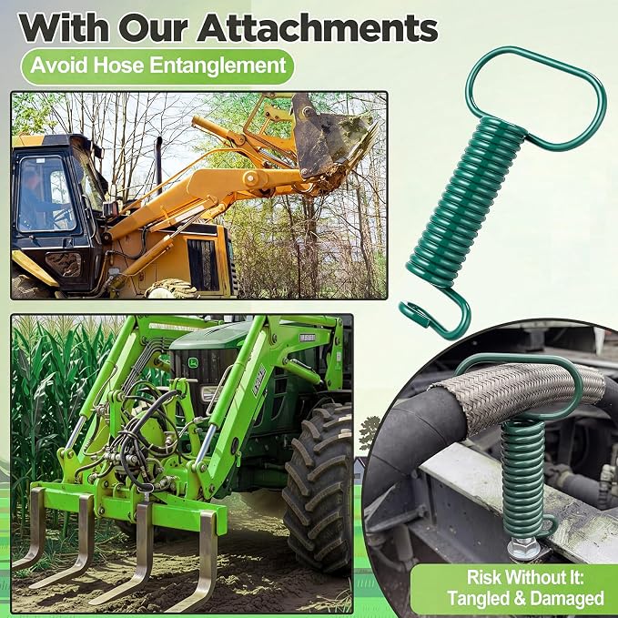 2 Pcs Hydraulic Hose Hanger Spring Clamp for Tractor, Green