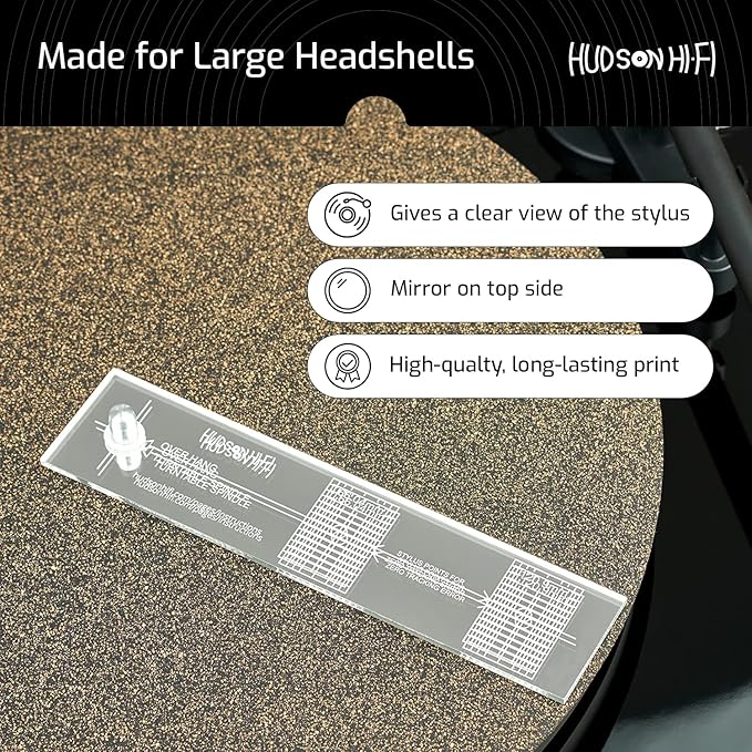 Turntable Phonograph LP Phono Cartridge Stylus Alignment Protractor Tool – Mirrored (VTA Sold Separately)