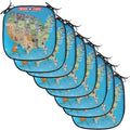 Lunarable Americana Chair Cushion Pads Set of 8, Map of USA Cowboy Corn Field Lobster Farming and Agriculture Art, Anti-Slip Seat Padding for Kitchen & Patio, 16"x16", Blue Multicolor
