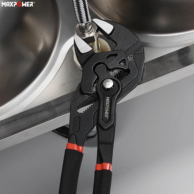 MAXPOWER 12-inch Pliers Wrench, 2.7-inch Jaw Opening, Smooth Parallel Jaws