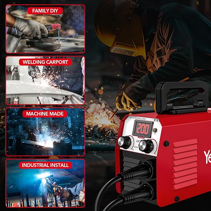 Welding Machine 200A 110V Portable Welder Machine, IGBT Inverter Stick Welder with Hot Start Arc Force Anti-Stick, for Beginners and Professionals Welder