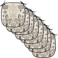 Lunarable Fleur De Lis Chair Cushion Pads Set of 8, Heraldic Pattern Royal Flower and Crowns Tiara Coat of Arms Knight, Anti-Slip Seat Padding for Kitchen & Patio, 16"x16", Beige Taupe and Ivory