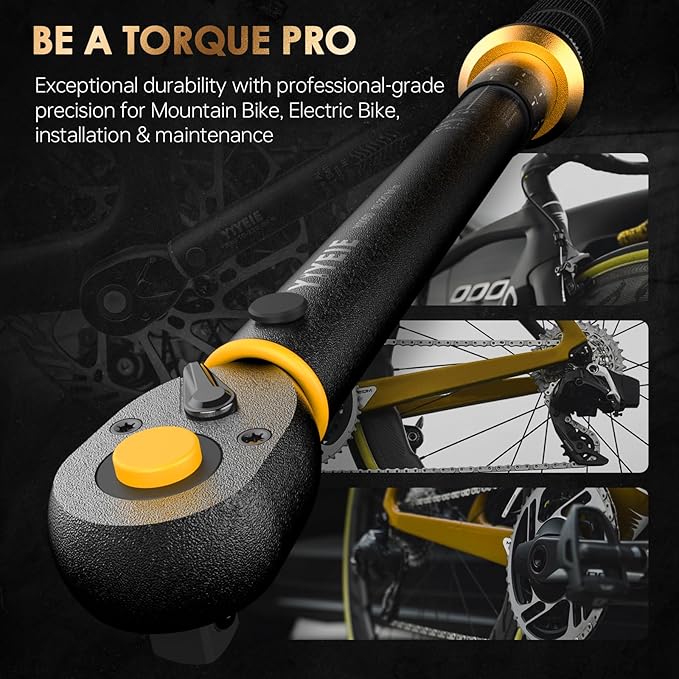 YIYEIE Upgrade 1/4" Drive Torque Wrench, 10-230 in.lb/1.1-26 Nm, Small Inch Pound Torque Wrench for Bike, MTB, Bicycle & Motorcycle, ±3% High Accuracy, with Easy-to-Use Locking Ring