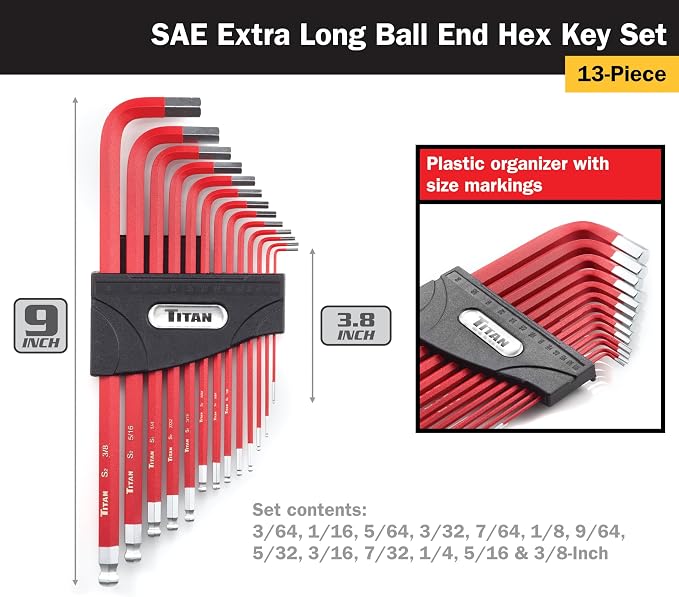 Titan 12763 35-Piece Star, Metric, and SAE Hex Key Set