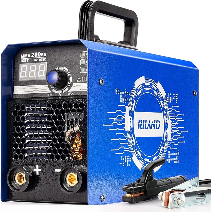 RILAND Stick Welder with Digital Display, 200A ARC/Lift TIG Welding Machine with Synergic Control, IGBT Inverter 110V/220V Portable MMA Welder Machine with Hot Start, Arc force and Anti-Stick