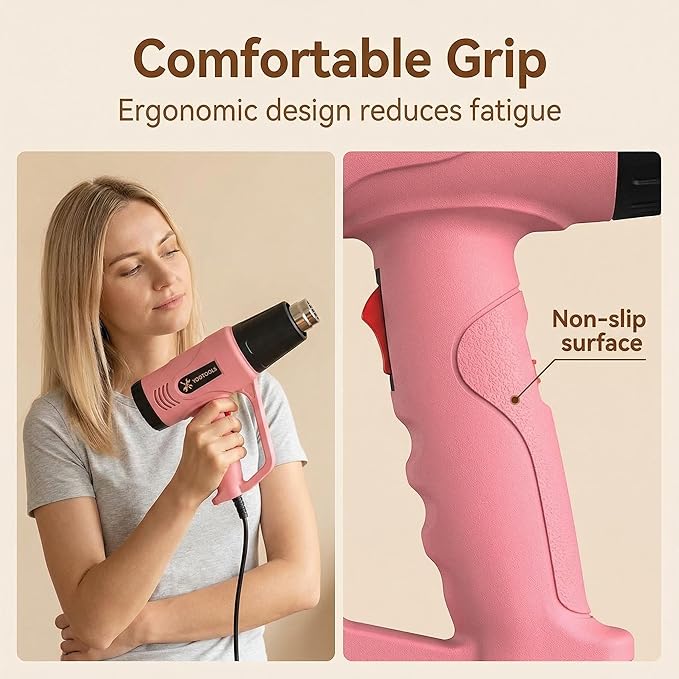 Heat Gun, Electric Power Source, for Paint Stripping, Shrink Wrapping, and DIY Projects (pink01)