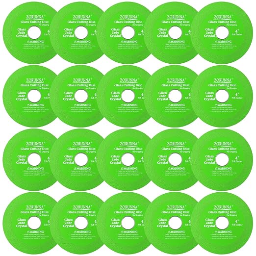 ZORUNNA 20 Pack Glass Cutting Disc for Angle Grinder, 4" X 7/8" Tile Cutter Blade, Ultra-Thin Glass Cutters Tools for Grinding Ceramic, Crystal, Tile, Jade, Wine Bottle.