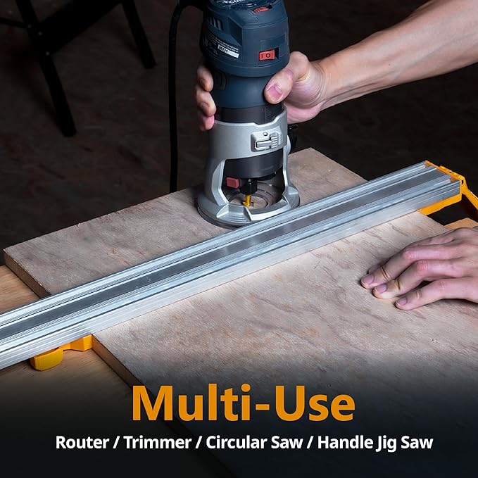 POWERTEC 24 Inch Circular Saw Guide/Straight Edge Guide for Router Tool, Jigsaw, Circular Saw and Drill Press, Saw Guide for Cutting Plywood and Routing Dado Slots for Woodworking, 1 pack (71705)