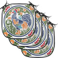 Lunarable Gallus Chair Cushion Pads Set of 4, Rooster Earth Fruit Growth Harvest Dandelion Vegetables, Anti-Slip Seat Padding for Kitchen & Patio, 16"x16", Olive Green Night Blue