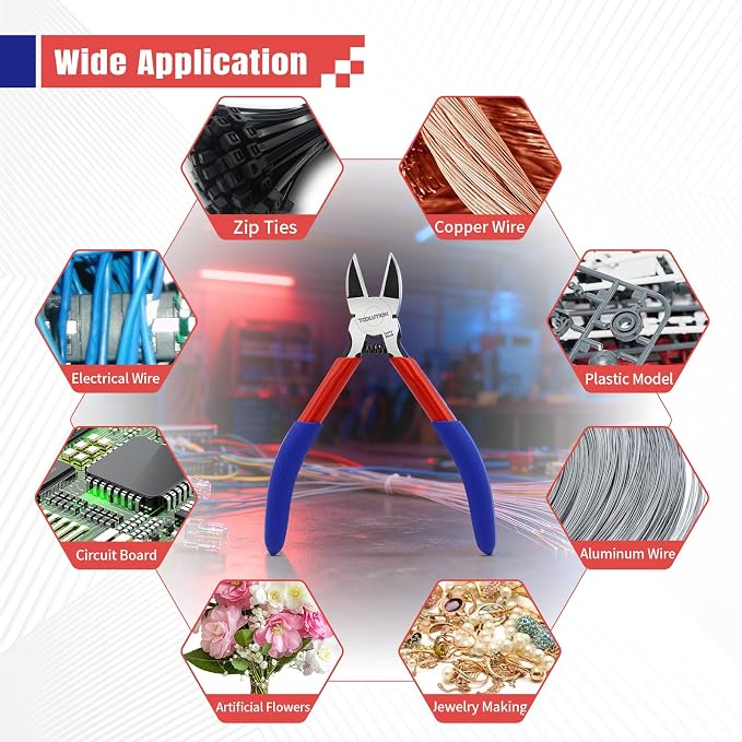 10 Pack 5" Small Wire Cutters - Side Cutter for Crafting Diagonal Cutting Pliers - Spring Loaded Wire Snips Dikes Clippers - Flush Cutters for Jewelry Making Artificial Flowers