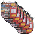 Lunarable Americana Chair Cushion Pads Set of 6, Various Old American License Plates Behind Antique Gas Pump in Rural Utah, Anti-Slip Seat Padding for Kitchen & Patio, 16"x16", Red Multicolor