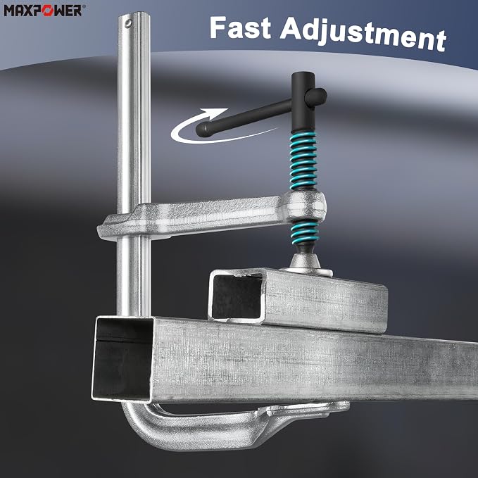 MAXPOWER 8-inch F Clamp, 4-3/4" Throat, Forged Full Steel Bar Clamp
