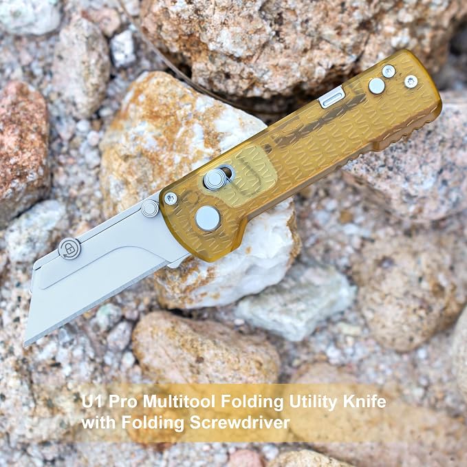 OKNIFE U1 Pro Multitool Folding Utility Knife with Folding Screwdriver, Quick Change Blade, Rail Lock & Pocket Clip for Men Women (PEI)