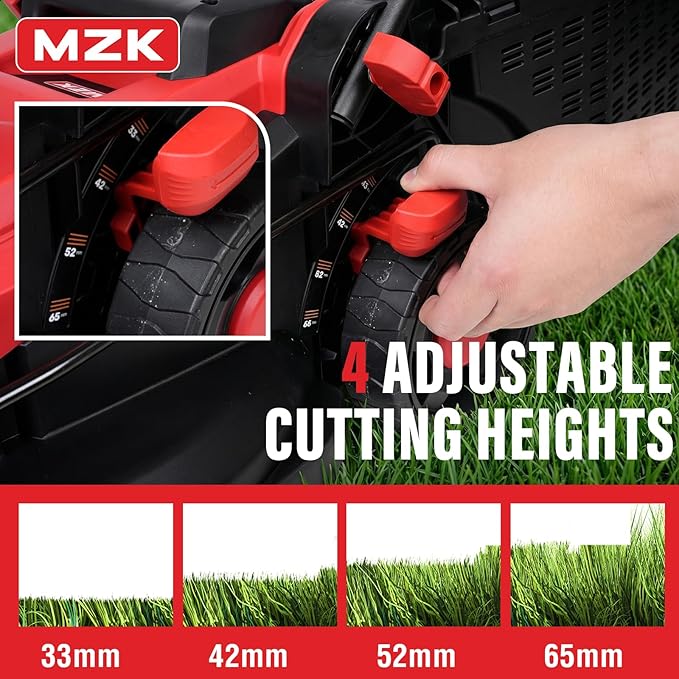 MZK 20V 13" Electric Lawn Mower, Brushless Cordless Lawn Mower with 4-Position Height Adjustment, Walk-Behind Push Mowers with 8 Gallon Grass Bag, 2 x 4.0Ah Batteries & Charger Included