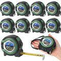 Youyole 10 Pack Tape Measure with Fractions 1/8 Steel Measuring Tape Retractable Easy Read Measurement Ruler Steel Power Blade (25 ft X 1 in,Green)
