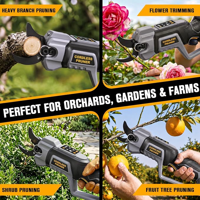 2-3/4" Cordless Pruning Shears Compatible with DeWalt 20V MAX Battery | Brushless Motor Electric Pruner for Gardening , SK5 Non-Stick Blades, Dual Cutting Modes, LED Display (Battery Not Included)