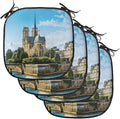 Lunarable Paris Chair Cushion Pads Set of 4, Notre-Dame Building Paris Monument Travel Destinations Photo, Anti-Slip Seat Padding for Kitchen & Patio, 16"x16", Pale Coffee Pale Blue