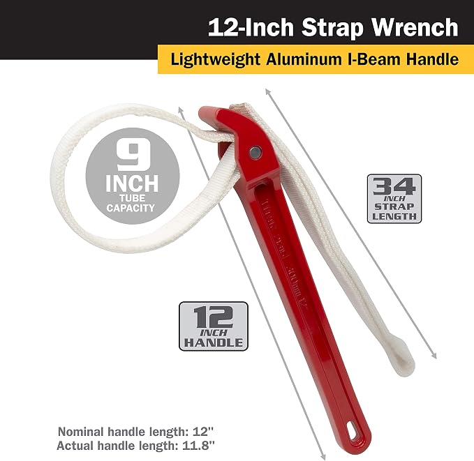 Titan 21315 12-Inch Strap Wrench, 12" Handle