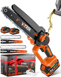 VOTREK® 6-Inch & 8-Inch Mini Chainsaw Cordless, 2 x 3.0Ah Batteries, Electric Chain Saw with 2 Chains, 2 Bars, Brushless Motor, Auto Oiler, Tool-Free Tensioner for Tree Trimming and Yard Cleanup