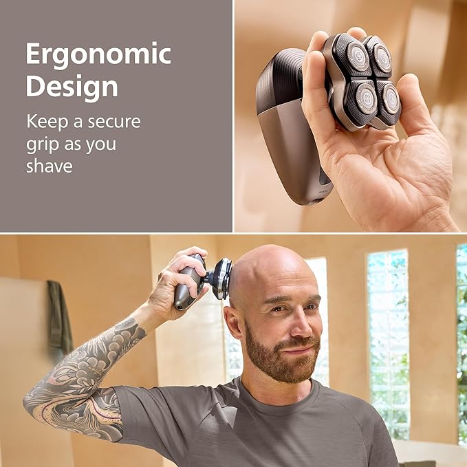 Philips Norelco Head Shaver Pro 9000 Series - Electric Shaver for Men and Women, 360° Flexing Head & ComfortCut Blades for Clean Shave, Gentle on Skin, Model HS9980/40
