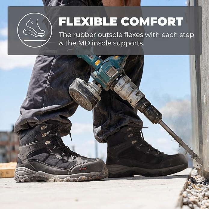 NORTIV 8 Waterproof Steel Toe Boots for Men Slip Resistant Safety Industrial Boots Paladin-Steel