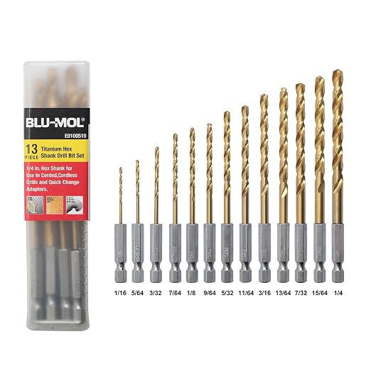 Disston E0100519 13-Piece Titanium Impact Hex Shank Drill Bit Set with Carrying Case