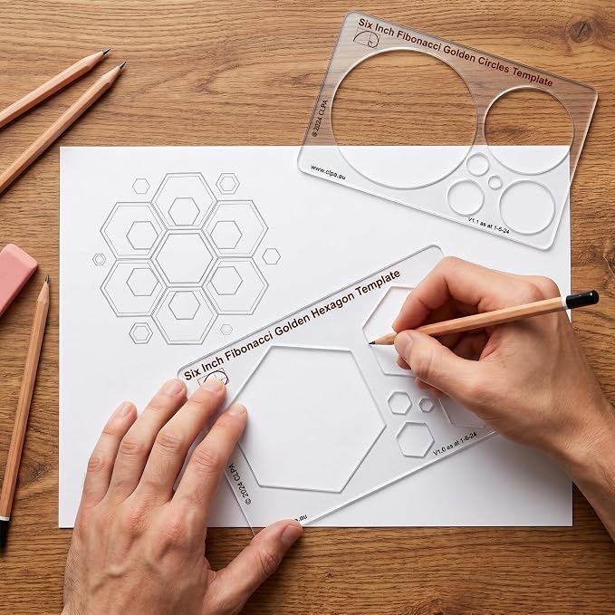 Hexagon Stencil Template for Drawing and Drafting: A Fibonacci-Inspired Hexagon Drawing Tool for Artists Allows The Simple Application of The Golden or Divine Ratio for Artistic Design