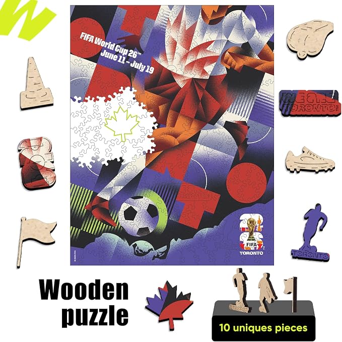 FIFA World Cup 2026 City Puzzle Toronto Poster Wooden Jigsaw Puzzle, 200 Pieces Official Soccer Sports Game Gift for Men Women, Adults Home Decoration Puzzle, 9.3x11.8''