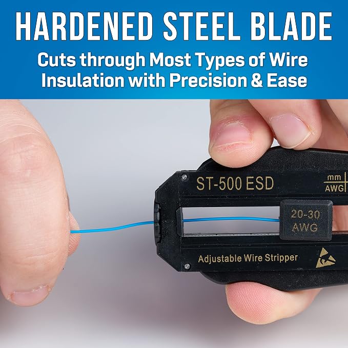 Jonard Tools ST-500ESD ESD-Safe Adjustable Precision Wire Stripper, 20-30 AWG