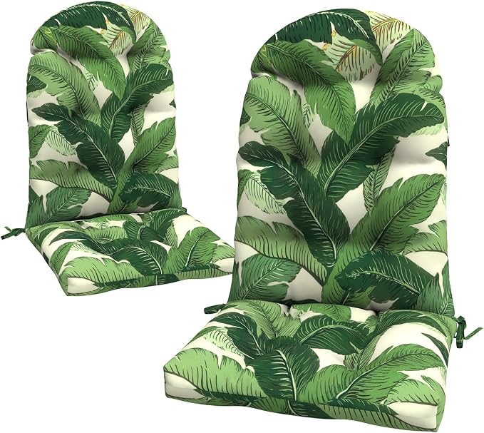 LVTXIII Outdoor Adirondack Chair Cushions, 44x19x4 Inch Non-Slip High Back Rocking Chair Cushion, Tufted Seat Cushion for Patio Furniture, Set of 2, Swaying Palms Green