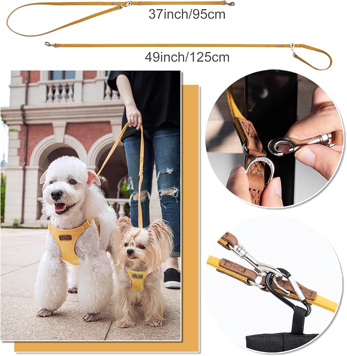 Puppytie Small Dog Harness and Leash Set, Yellow, S (9-17.5 lbs) | Dog Harness Small Sized Dog, Dog Leash for Small Dogs, Soft and Lightweight, Puppytie Dog Harness for Daily Walks