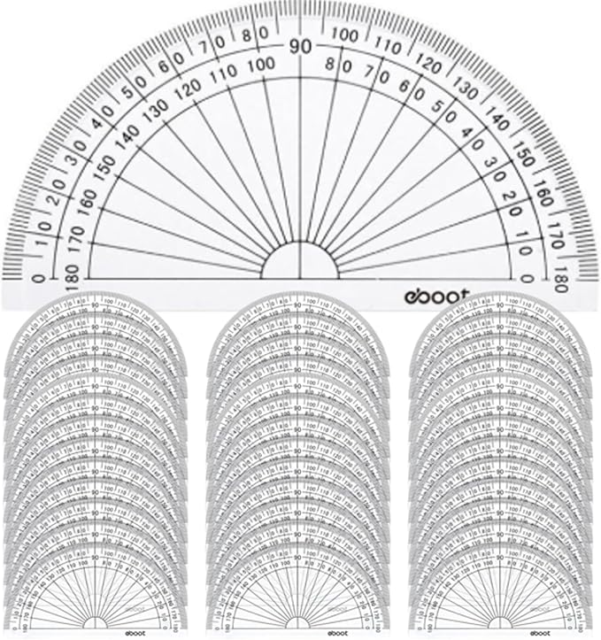 EBOOT 40 Pack Plastic Protractor, 180 Degrees Protractor for Angle Measurement Student Math, 4 Inches, Clear
