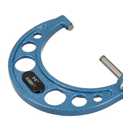 Outside Micrometer 2-3" Measuring Range, 0.0001" Graduation, Ultra-Precision Machinist Tool, Carbide Tips, Vernier Scale, Ratchet Stop, Includes Case