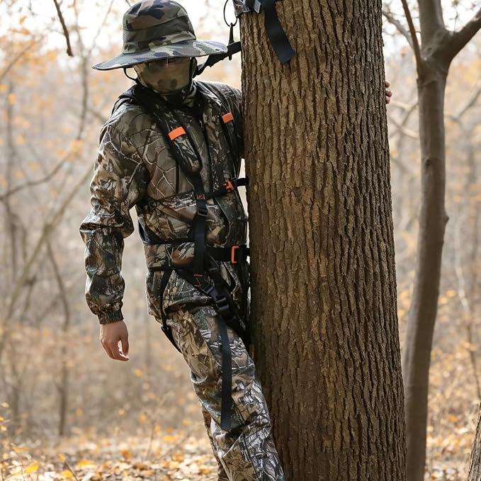 KalkalTree Stand Harness, Adjustable Hunting Safety Harness with Whistle Aid, Lightweight, Camouflage Colors, Size M-3XL