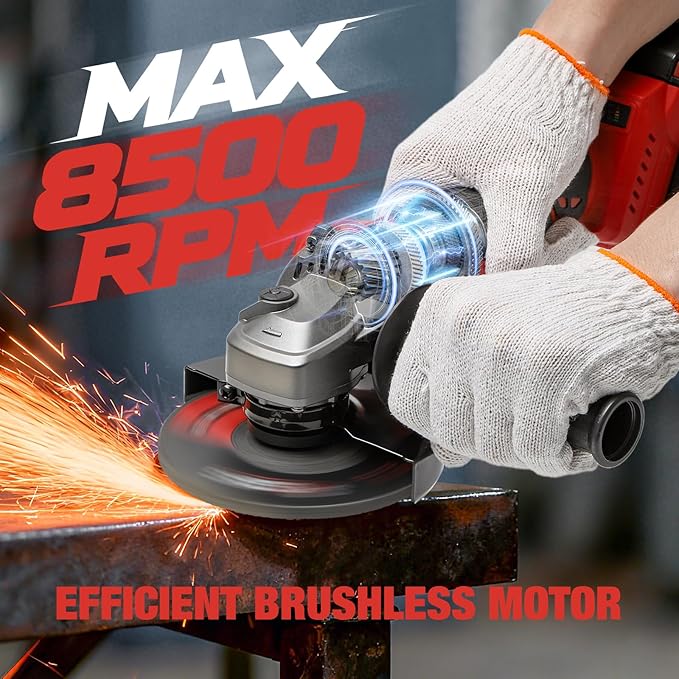 Angle Grinder Cordless for Milwaukee M18 Battery, Brushless, 4 1/2" Cordless Grinder, Variable Speed, Powerful 18V Angle Grinder Tool for Grinding Polishing Cutting (Battery Not Included)