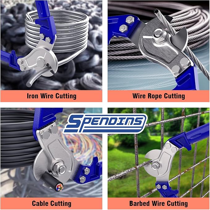 24” Heavy Duty Wire Rope Cutter,Steel Wire Cutters w/Ergonomic Handle Design, Hardened Cable Cutter Cuts Up to 13/32" for Wire rope, Stainless Steel Wire, Copper and Aluminium Cables
