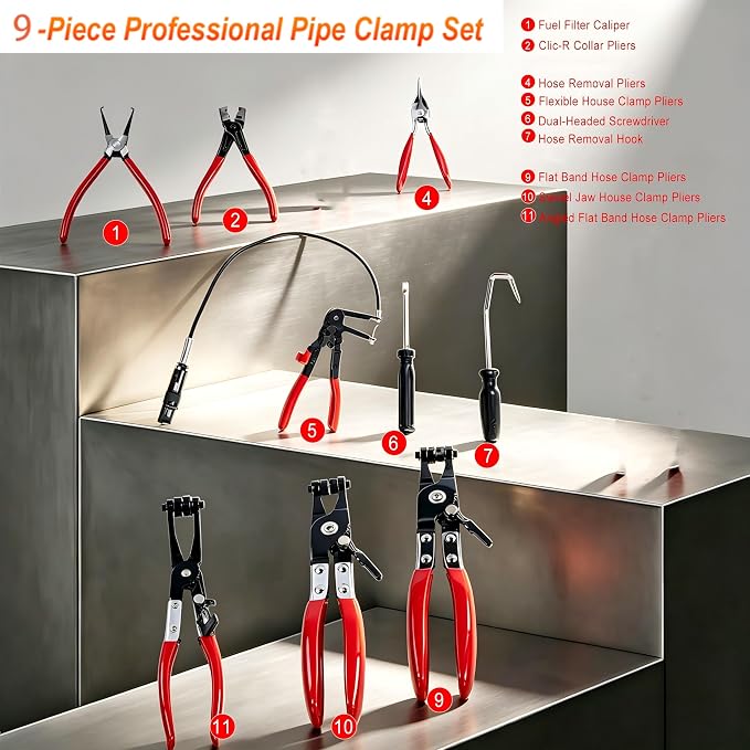 9PCS Hose Clamp Pliers Set,Hose Clamp tool kit