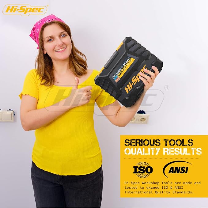 Hi-Spec Home Garage DIY Tool Kit Car Bike and Household Repairs with Case