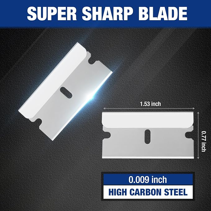 WORKPRO 600-Pack Single Razor Edge Blades, Industrial Scraper Razor Blades, High Carbon Steel One Edge Razor Blades