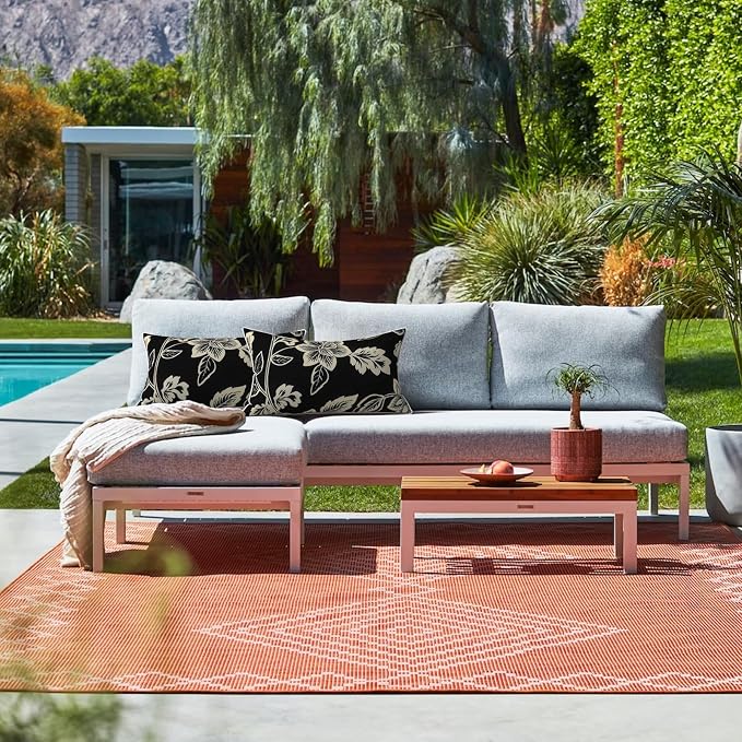 LVTXIII 2 Pack Outdoor Lumbar Pillows 12x20 Inch with White Piping, Fade Resistant Support Throw Pillows with Inserts for Patio Furniture, Sofa, Chair, Elegant Vines Black