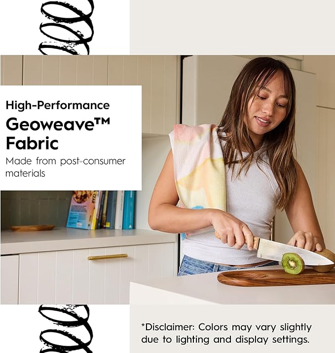 GEOMETRY Kitchen Dish Cloths - Spring & Summer Collection - Premium Dishcloths with Geoweave - Absorbent & Fast Drying Kitchen Towels - Sandy, 10" x 10" - 3-Pieces