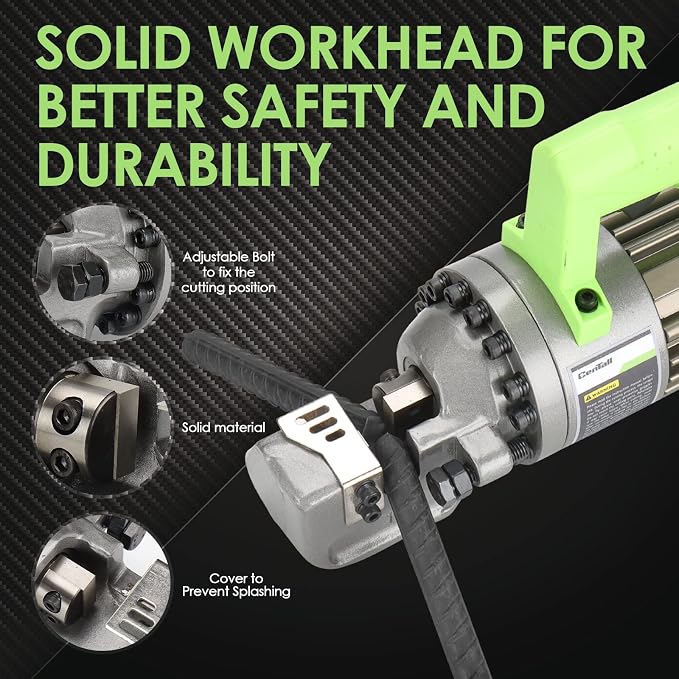5/8" Electric Hydraulic Rebar Cutter 1-1.5s Cutting Speed Portable Rebar Cutter Cutting Rebar 4-16mm 1000w 120v/60hz RC16B (Light Green)