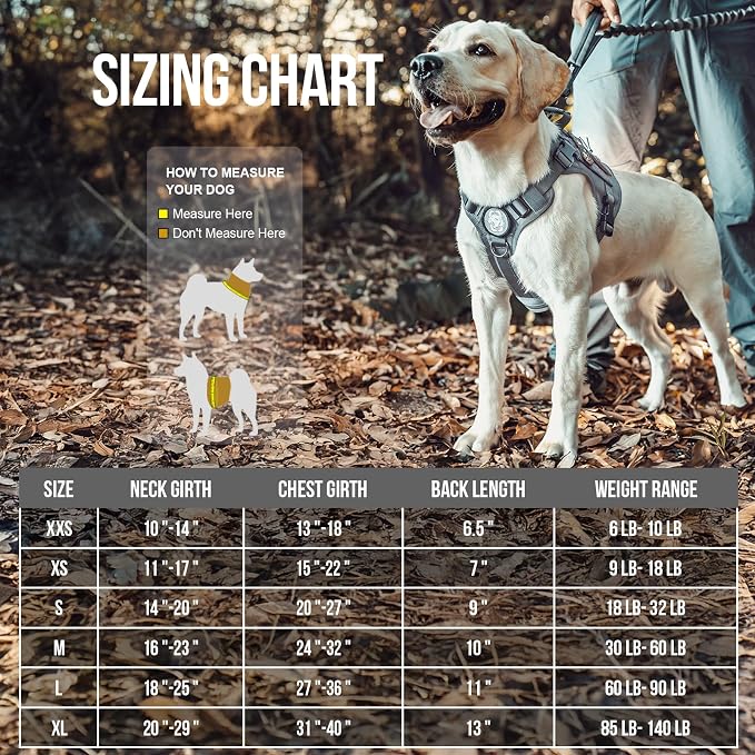 OneTigris Tactical Dog Harness Vest No-Pull Service Dog Vest for Large Dogs | 1000D Pullable Nylon, with Control Handle and Hook & Loop Panels, Easy On & Off, Adjustable for Walking Training Gray XL