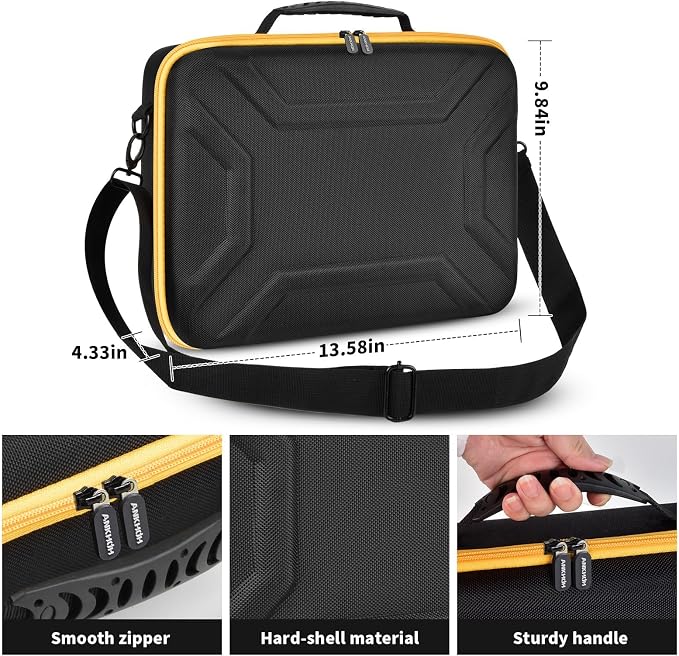 ANKHOH EVA Hard Case for DEWALT DCS334B/DCS335B Jig Saw, Black | Custom-fit EVA jigsaw Case with Blade, Battery and Charger Storage, Handle and Shoulder Strap, Box Only